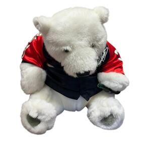 Dale Earnhardt Coca-Cola NASCAR White Teddy Polar Bear with Black Racing Jacket